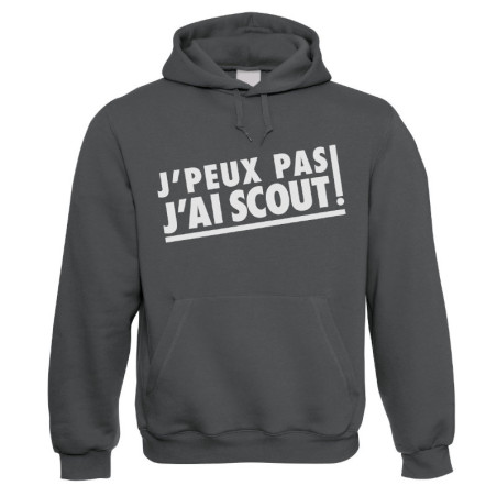 Sweat à capuche "J'peux pas, j'ai scout!" - gris anthracite