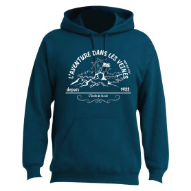 Sweat-shirt « L'aventure dans les veines » bleu canard