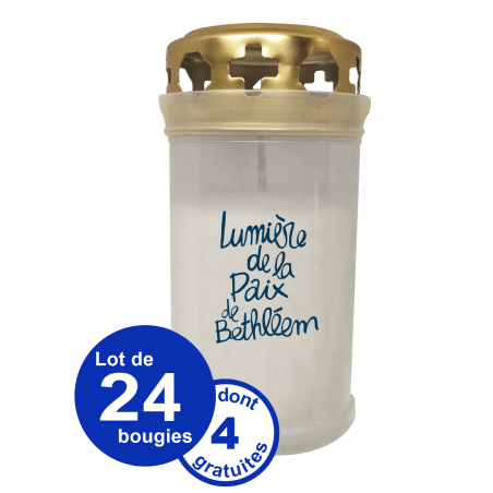 Bougie Veilleuse ''Lumière de la Paix de Bethléem"- Lot de 24