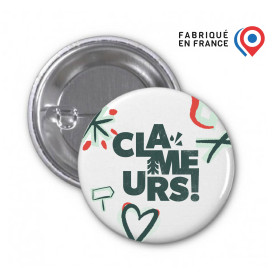 Badge rond fond blanc 38 mm "Clameurs"